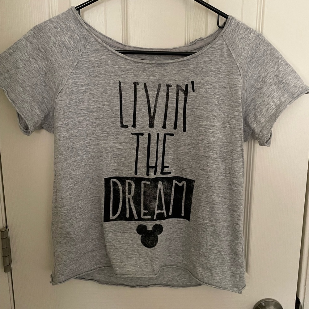 Disney Living the Dream Gray Crop Top T-shirt Small